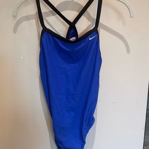 Nike excellent condition size 8/34 womens one piece swim suit. Blue w/black trim